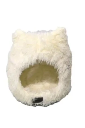 CORBEILLE TETE DE CHAT 45cm FOURRURE BLANC Tendance