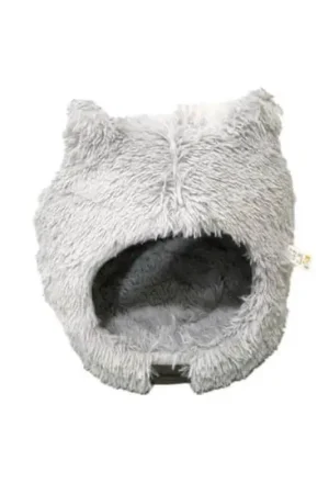 Quantité Limitée CORBEILLE TETE DE CHAT 45cm FOURRURE GRIS CLAIR