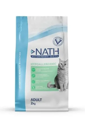 Top Qualité Nath Veterinary Diet - Croquettes Hypoallergenic Sans Céréales pour Chat - 2Kg