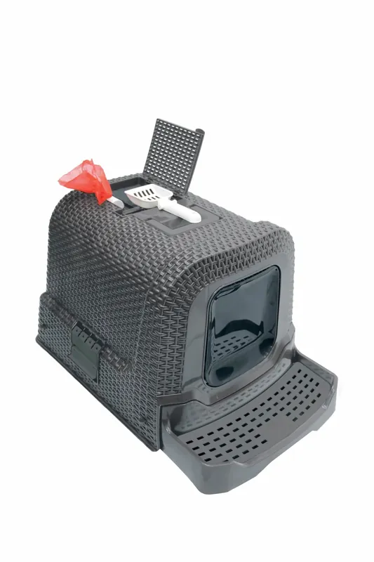 Animalis - Maison de Toilette Style Rotin pour Chat - Gris Retour Gratuit