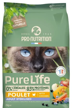 Pro Nutrition - Croquettes Pure Life Chat Sterilised Poulet Pour Chat Nouveauté