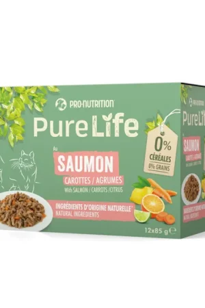 Petit Prix Pro-Nutrition - Pochons PureLife Effilés au Saumon en Sauce pour Chats - 12x85g