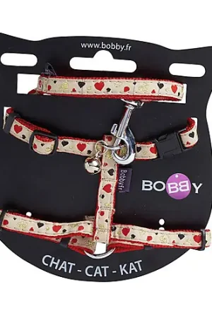 Usine Directe Bobby - Harnais + Laisse Lovely Rouge pour Chats - XS