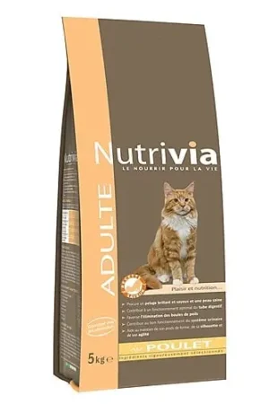 Meilleure Vente Nutrivia - Croquettes au Poulet pour Chat Adulte