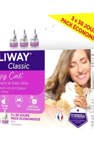 Feliway Classic - Lot Recharge 30J pour le Stress du Chat - 3x48ml Usine Directe