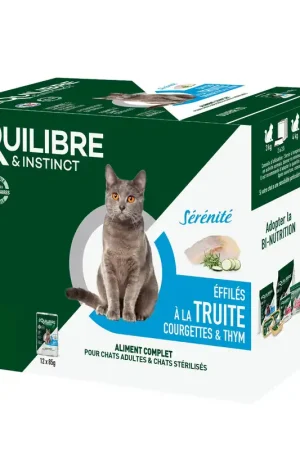 Équilibre & Instinct - Sachets Fraîcheurs Sérénité Truite et Courgettes pour Chat - 12x85g Commander Vite