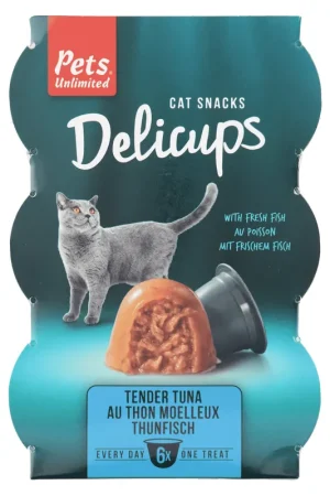 Pets Unlimited - Friandises Delicups au Thon pour Chat - 6x22g Authentique