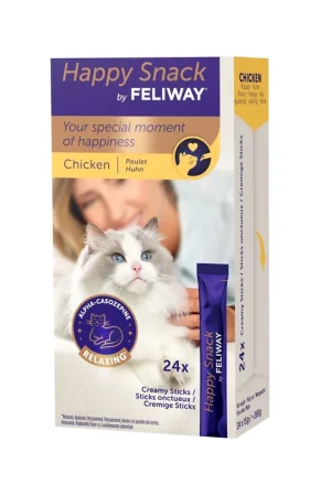 Feliway - Friandises en Stick Happy Snack au Poulet pour Chats - x24 Meilleur Choix