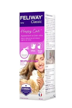 Feliway Classic - Spray Anti-Stress Voyage pour Chat - 60ml Paiement Sécurisé