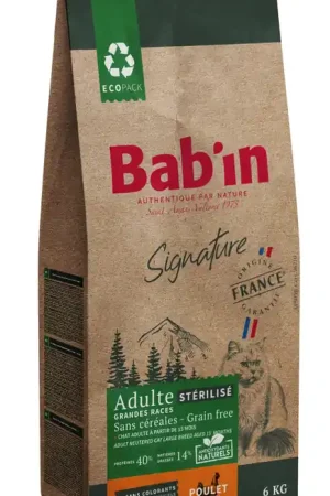 Bab'in - Croquettes sans Céréales au Poulet pour Chat Grandes Races Stérilisés Offre Spéciale