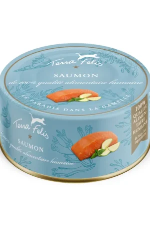 Livraison Mondiale Terra Felis - Aliment Naturel au Saumon pour Chats - 80g