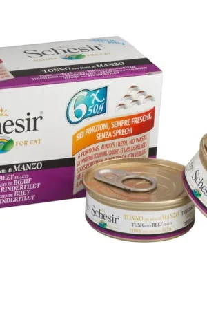 Certifié Schesir - Boîtes Pâtée au Thon avec Bœuf en Gelée pour Chat - 6x50g
