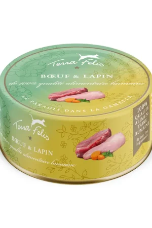 Tendance Terra Felis - Aliment Naturel au Bœuf et Lapin pour Chats - 80g