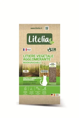 Certifié Litelia - Litière Végétale Agglomérante Biodégradable pour Chats