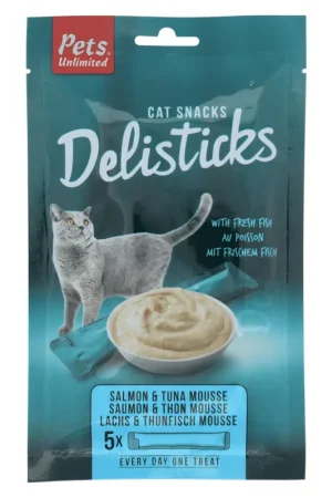 Meilleur Choix Pets Unlimited - Friandises Delisticks Mousse Saumon et Poulet pour Chat - 5x14g