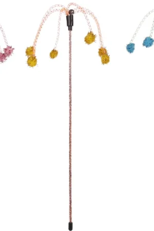 Flamingo - Jouet Canne à Pêche Glitty 6 Balles pour Chats - 42cm Artisanat