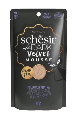 Commander Maintenant Schesir - Sachet After Dark Velvet Mousse Poulet et Canard Pour Chats - 80g