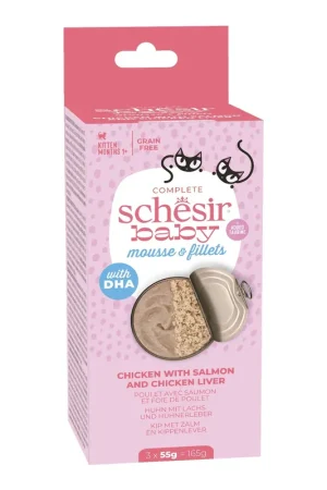 Schesir - Pâtée Baby Mousse Poulet et Saumon Pour Chats - 3x55g Livraison Mondiale