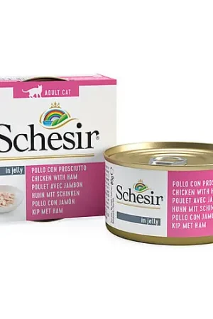 Schesir - Boîte Pâtée au Filets de Poulet avec Jambon en Gelée pour Chat - 85g Prix Choc