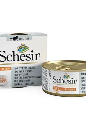 Schesir - Boîte Pâtée au Thon avec Bar en Sauce Naturelle pour Chat - 70g Prix Bas