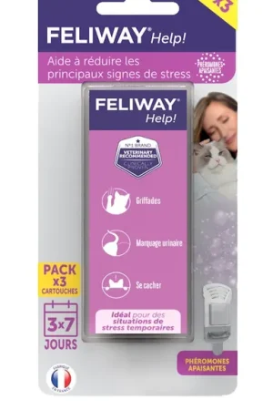 Commander Maintenant Feliway Help - Pack de 3 Cartouches Diffuseur pour le Stress du Chat