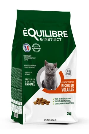 Équilibre & Instinct - Croquettes pour Jeunes Chats Riche en Volaille - 2Kg Soldes