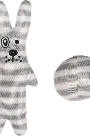 Prix Cassé Flamingo - Jouet Faci Lapin + Balle Rayé pour Chats - Gris