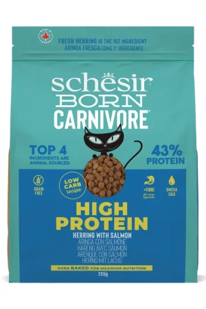 Schesir - Croquettes Born Carnivore Hareng Et Saumon Pour Chats - 255g Premium
