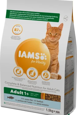 Iams - Croquettes pour Vitalité Au poisson de l'océan Chat Adulte Prix Réduit