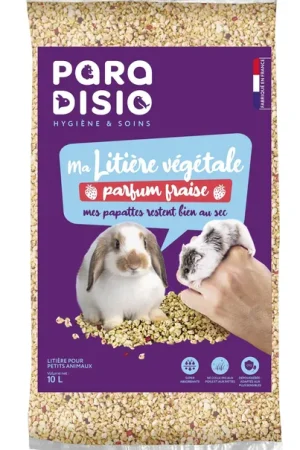 Offre Limitée Paradisio - Litière Végétale Parfumée à la Fraise pour Petits Animaux - 10L