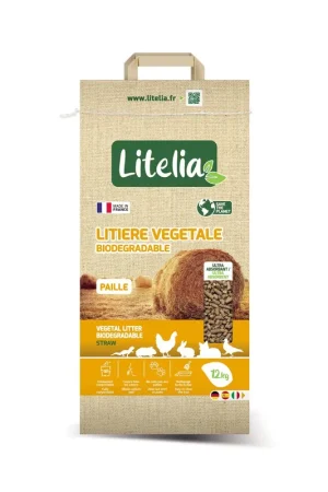 Litelia - Litière Végétale en Granulés de Paille - 12Kg Premium