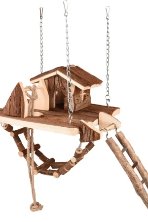 Flamingo - Villa Milly avec Pont et Maison en Bois pour Rongeurs - 21,5x21,5x24,5cm Tendance