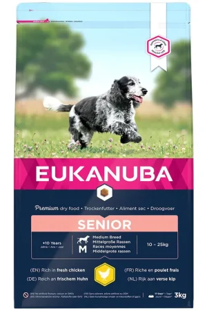 Eukanuba - Croquettes Chien Senior Pour Moyenne Race Poulet Quantité Limitée