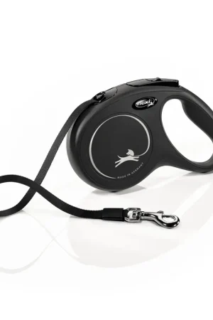 Flexi - Laisse A Enrouleur Classic Sangle Noir M pour Chiens - 5m Achetez Aujourd’hui