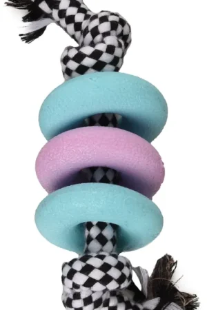 Produit De Marque Flamingo - Jouet Anneaux Loekie Bleu et Lilas pour Chiots - 23cm