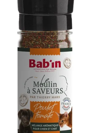 Offre Exclusive Bab'in - Moulin à Saveurs Mélange Aromatique Poulet & Tomate pour Chiens et Chats - 45g