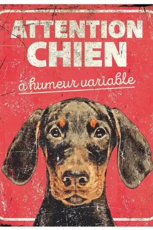 D&D - Panneau d'avertissement dobermann fr - 25x20x03cm rouge Seulement Aujourd’hui