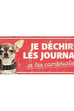 D&D - Panneau d'avertissement chihuahua - 40 x 13 x 03 cm rouge Promotion Saisonnière