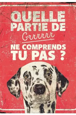 D&D - Panneau d'avertissement dalmatian fr - 25x20x03cm rouge Top Qualité