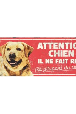 Vente Directe D&D - Panneau d'avertissement labrador - 40 x 13 x 03 cm rouge