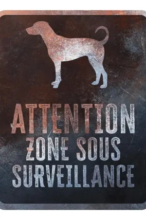 D&D - Panneau d'avertissement Dobermann Français - 25x20x03cm Multicolore Bon Marché
