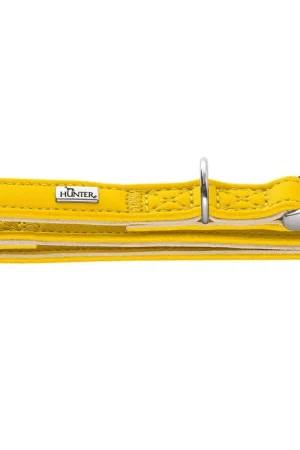 Hunter - Collier Amalfi Alu-Strong en Similicuir Jaune pour Chiens Fait Main