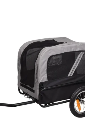 Bon Plan Flamingo - Remorque de Vélo Romero Gris et Noir pour Chiens - 60x43x51cm