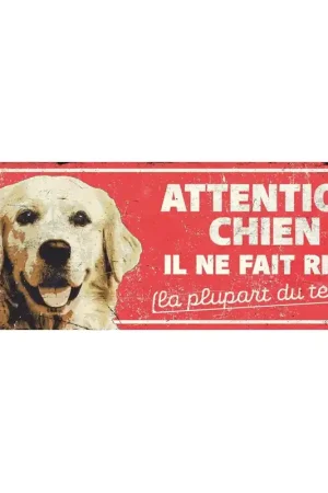Réduction D&D - Panneau d'avertissement golden retriever - 40 x 13 x 03 cm rouge