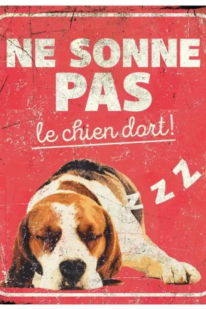 Nouvelle Collection D&D - Panneau d'avertissement beagle fr - 25x20x03cm rouge