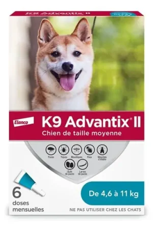 Protection topique puces et tiques pour chiens de 4,6 à 11 kg, 6 un Vente Directe