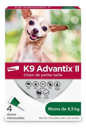 Haute Qualité Protection topique puces et tiques pour chiens de moins de 4,5 kg, 4 un