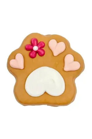 Biscuit St-valentin en forme de patte avec fleur pour chiens Promotion Saisonnière