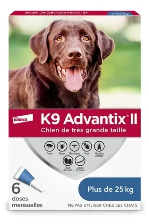 Protection topique puces et tiques pour chiens 25+ kg, 6 un Promotion Saisonnière